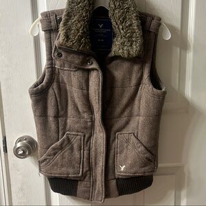 American Eagle Outfitters Brown Vest with Faux Fur